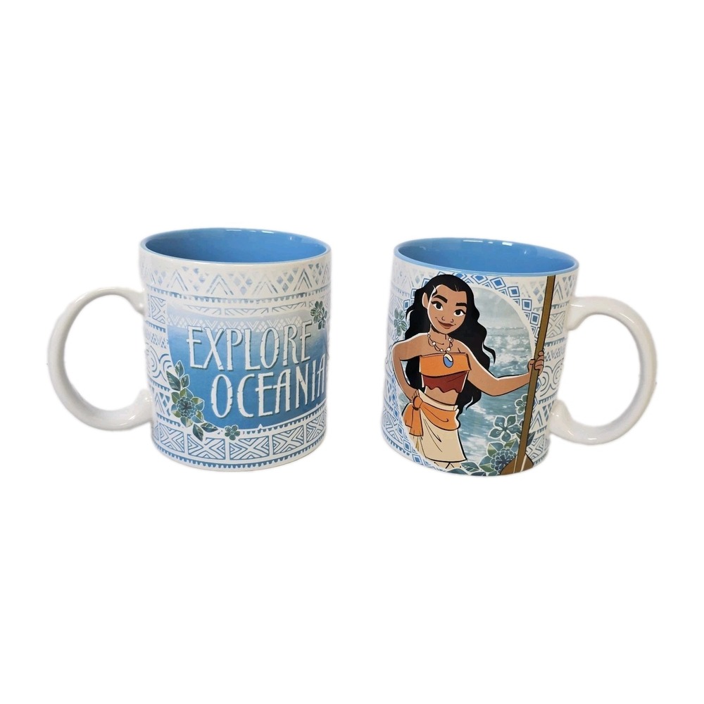 Set Of 2 Disney Moana Explore Oceania 20oz Ceramic Coffee Mug Cup Silver Buffalo